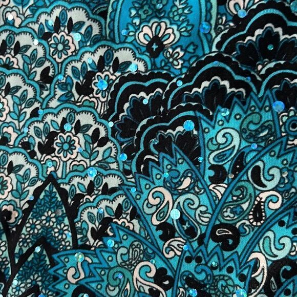 Dream Dance peacock flare pants.  Size small.  Sequin bling dotted throughout. - Picture 6 of 9